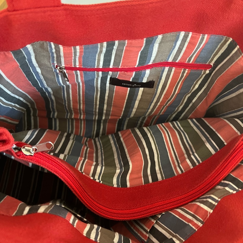 Chic Red 100% Cotton Tote Bag - Picture 7 of 9